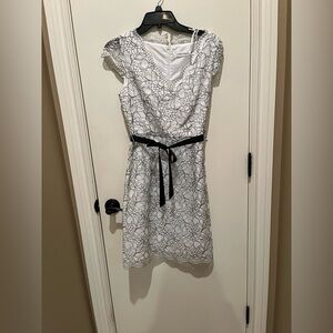 Calvin Klein White and Black Lace Dress